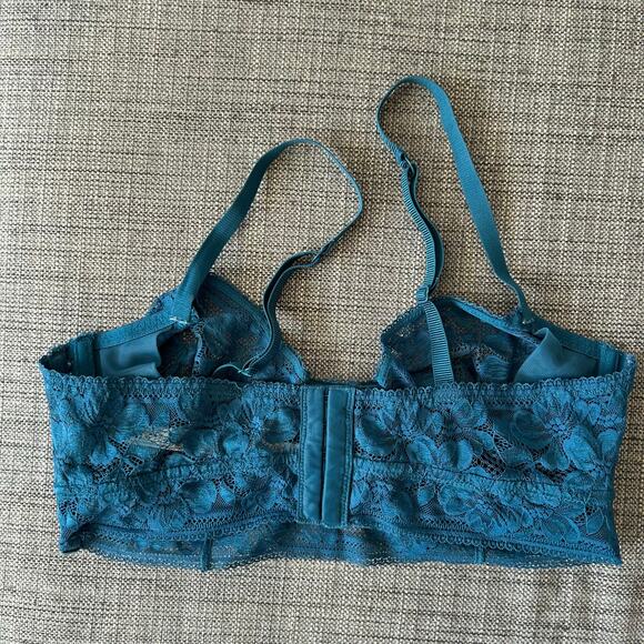 Free People Intimately Sorento Demi Longline Bra Teal Lace Underwire Size 36DD - Picture 3 of 7